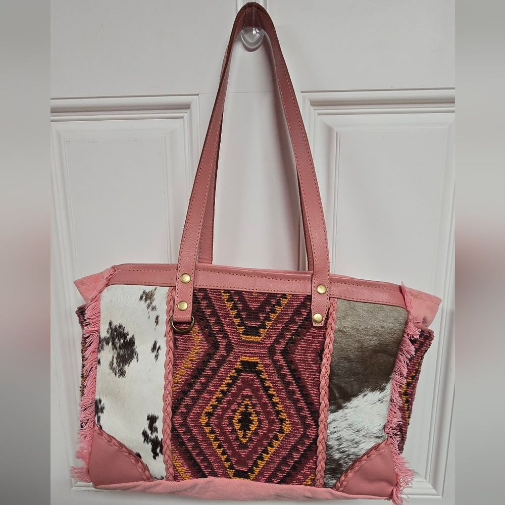 Pink Cowhide Tribal Myra Bag